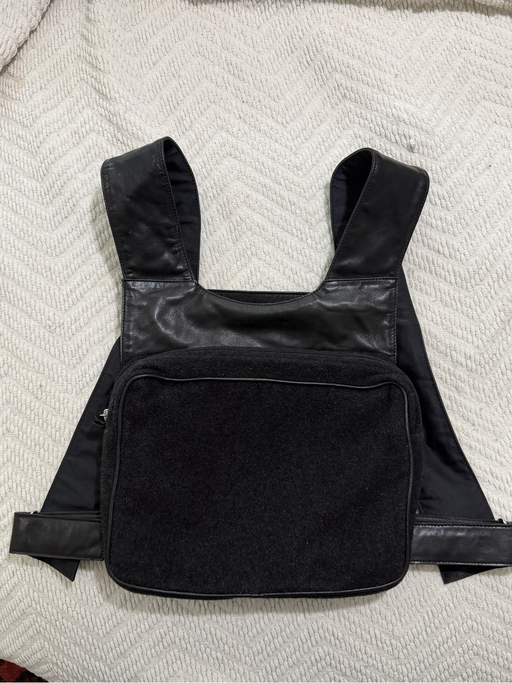 RUDSAK Black leather +Wool-Blend Harness backpack. Super cool piece. - Picture 12 of 17